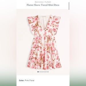 New with Tags Abercrombie & Fitch Flutter Sleeve Tiered Mini Dress- Pink XL Tall